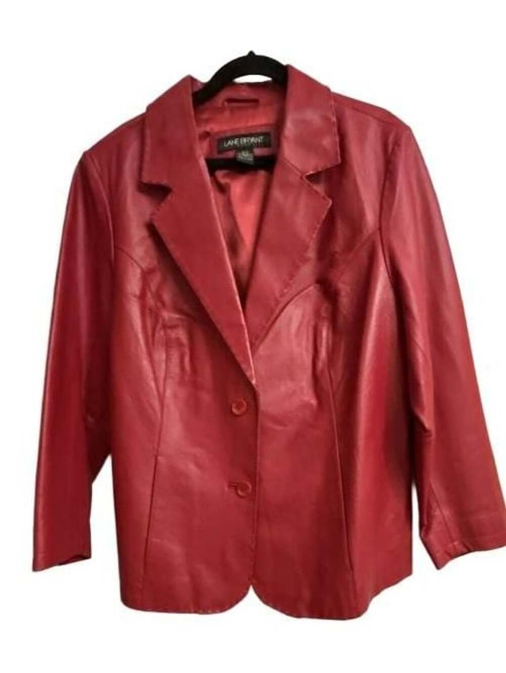 Lane Bryant Leather Blazer Size 18/20 Red Genuine Leather